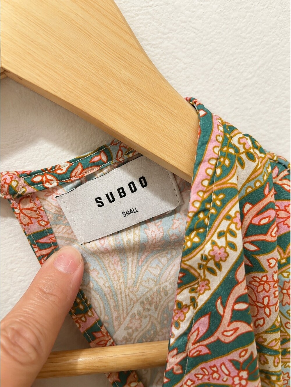 Suboo Small Paisley Print Midi Dress with Puff Sleeves and Open Back - Picture 5 of 5
